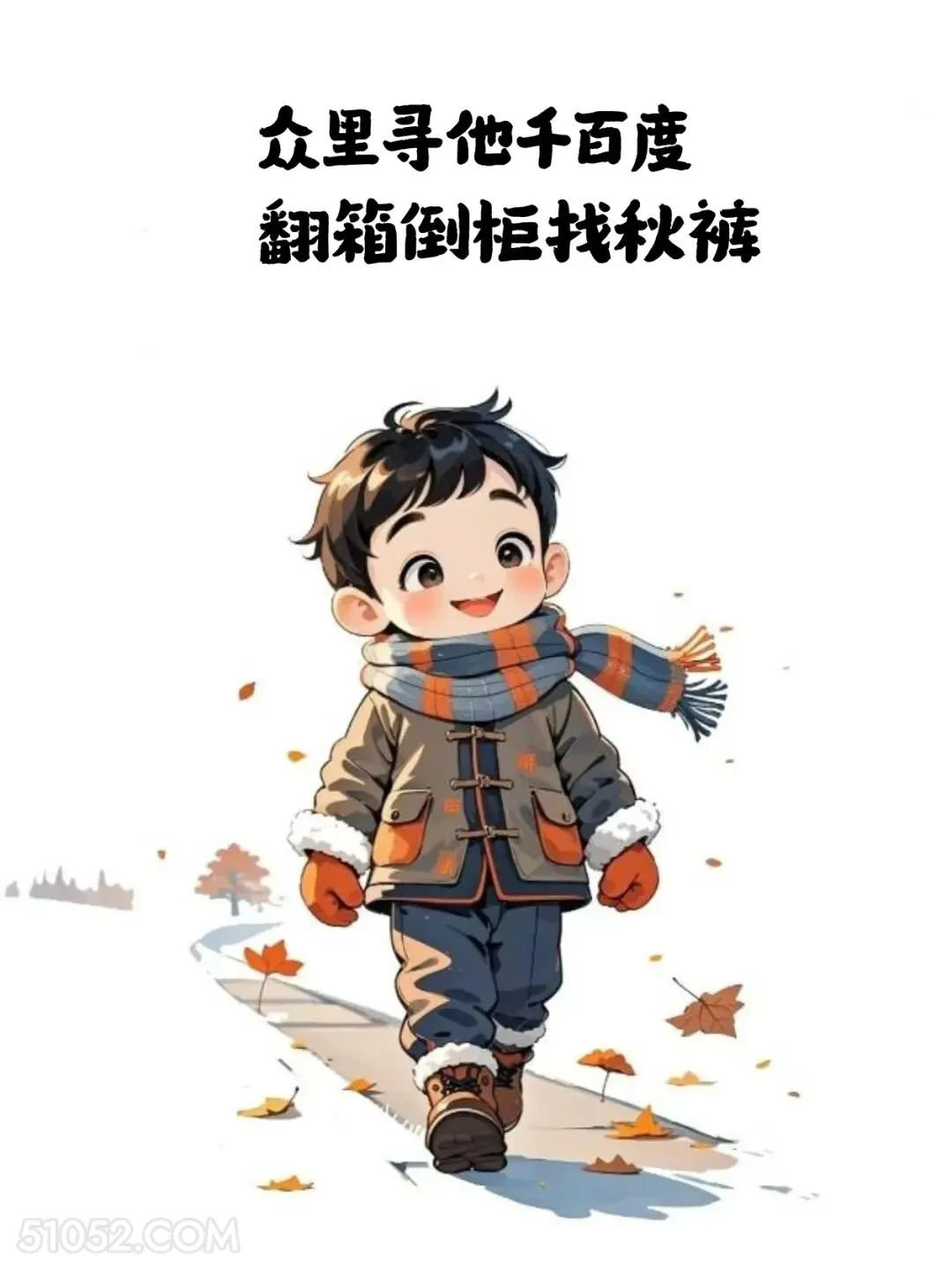 众里寻他千百度，翻箱倒柜找秋裤 小男孩 小女孩 降温 发朋友圈 搞笑文案