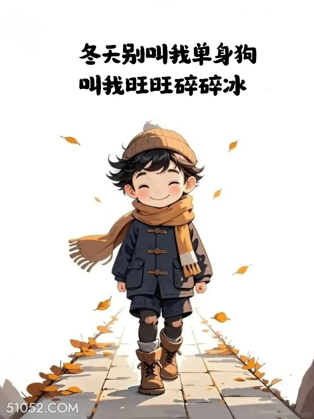 冬天别叫我单身狗，叫我旺旺碎冰冰 小男孩 小女孩 降温 发朋友圈 搞笑文案