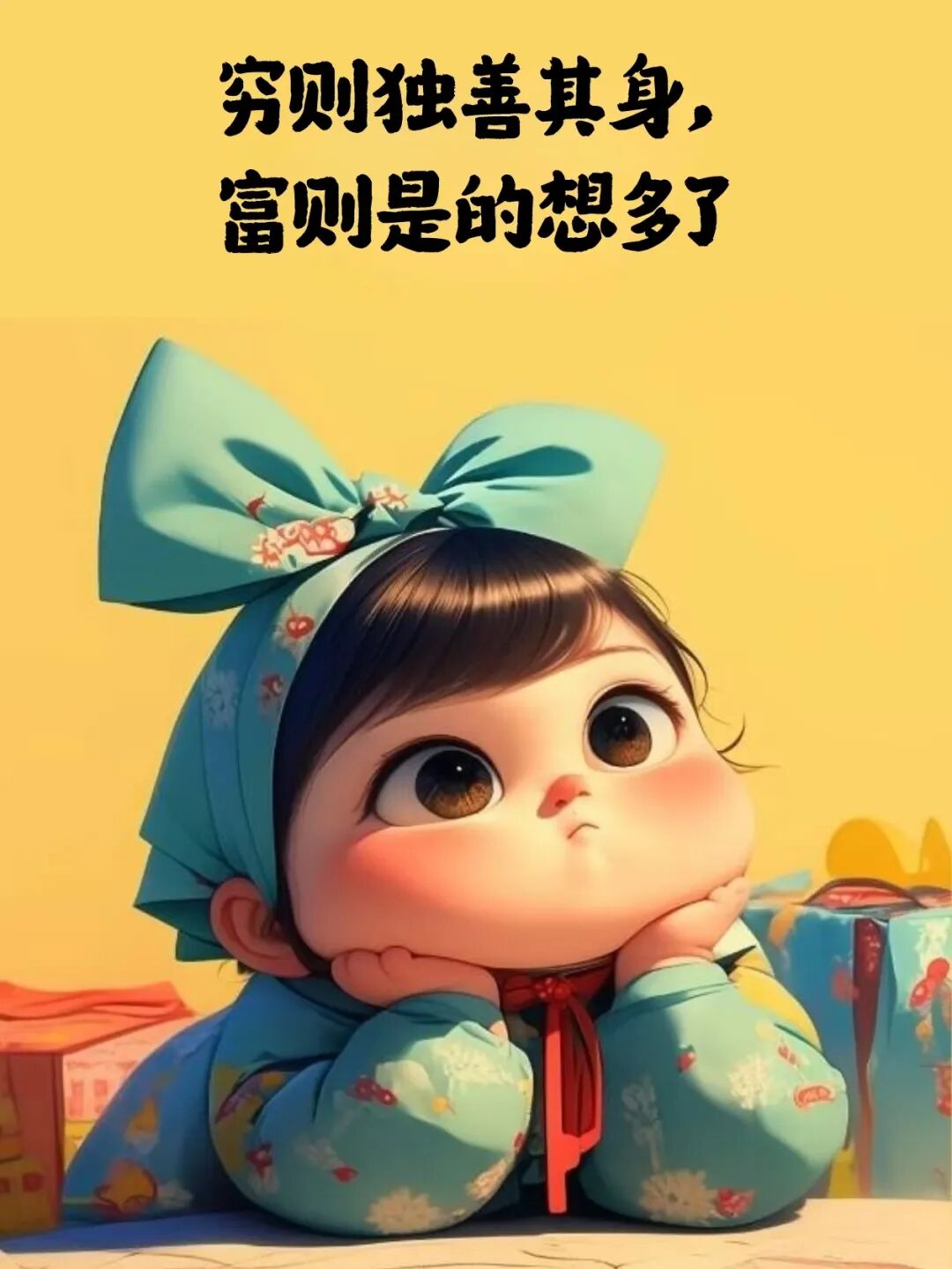 穷则独善其身，富则是我想多了小胖子贫穷搞笑文案-Ai玩表情-60190.com