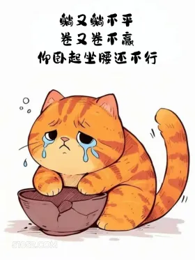 躺又躺不平，卷又卷不赢 猫猫 合理但有病 搞笑文案