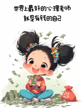 世上最好的心理老师就是有钱的自己 小女孩 精神支撑 走心文案