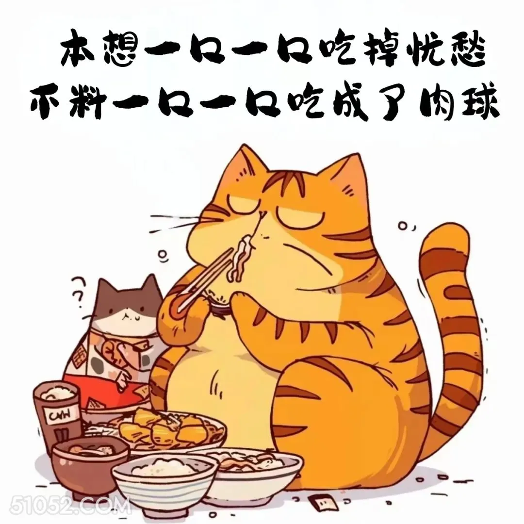 本想一口口吃掉忧愁，不料一口口吃成了球 猫猫 合理但有病 搞笑文案