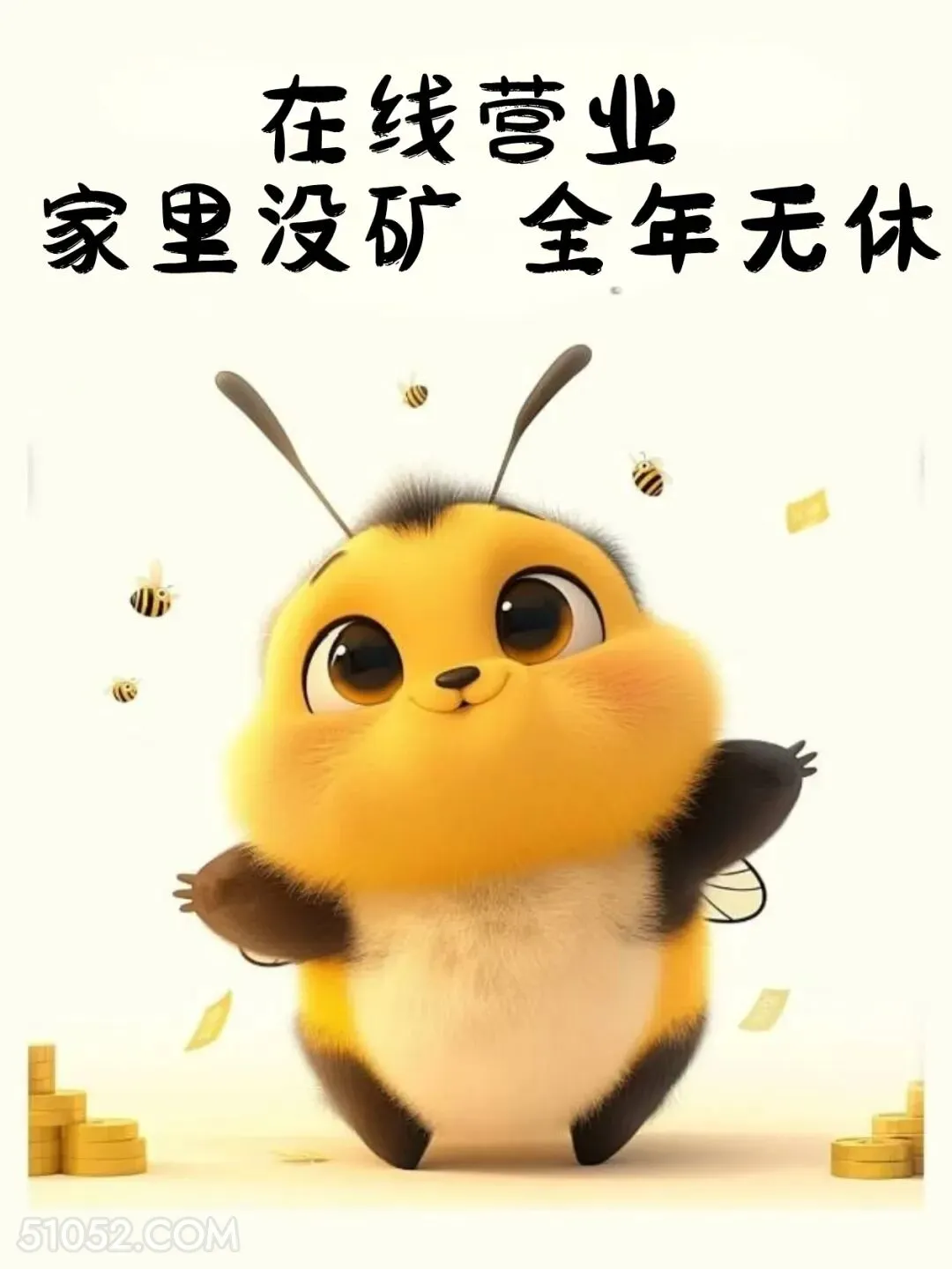 家里没矿，全年无休 小蜜蜂 打工人 营业图 发朋友圈 搞笑文案