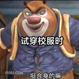 试穿校服时 熊出没 动画片 熊大熊二 光头强 搞笑表情