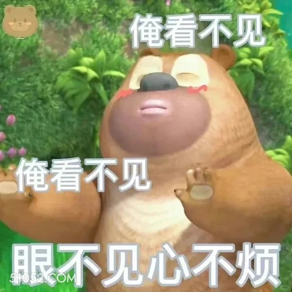 眼不见心不烦 熊出没 动画片 熊大熊二 光头强 搞笑表情