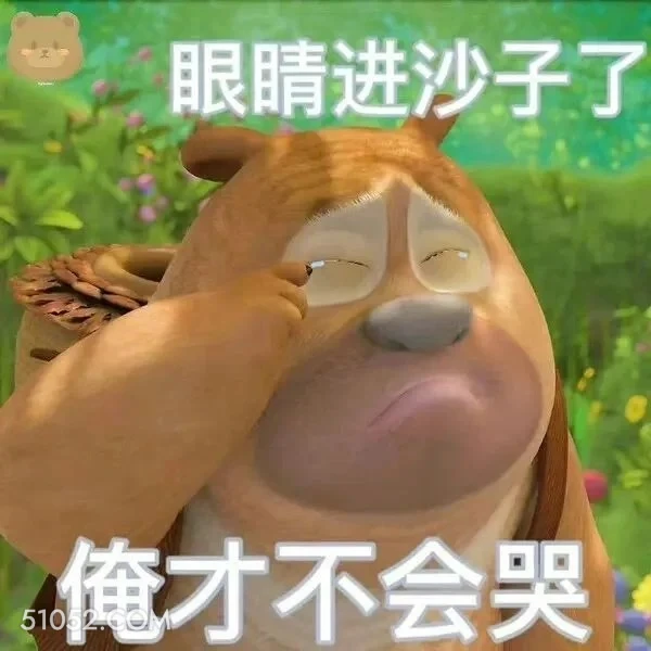 眼睛进沙子了 熊出没 动画片 熊大熊二 光头强 搞笑表情