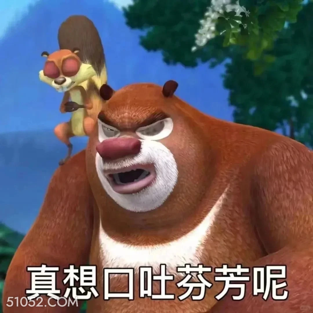 真想口吐芬芳 熊出没 动画片 熊大熊二 光头强 搞笑表情