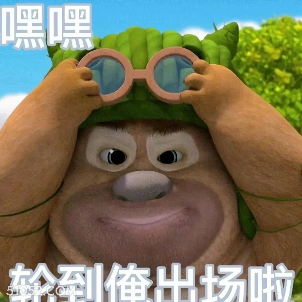 轮到俺出场了 熊出没 动画片 熊大熊二 光头强 搞笑表情