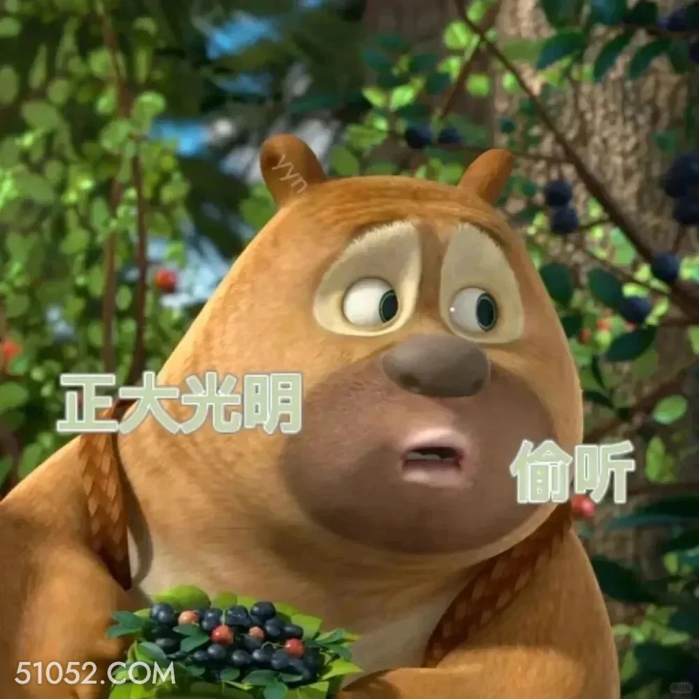 正大光明偷听 熊出没 动画片 熊大熊二 光头强 搞笑表情