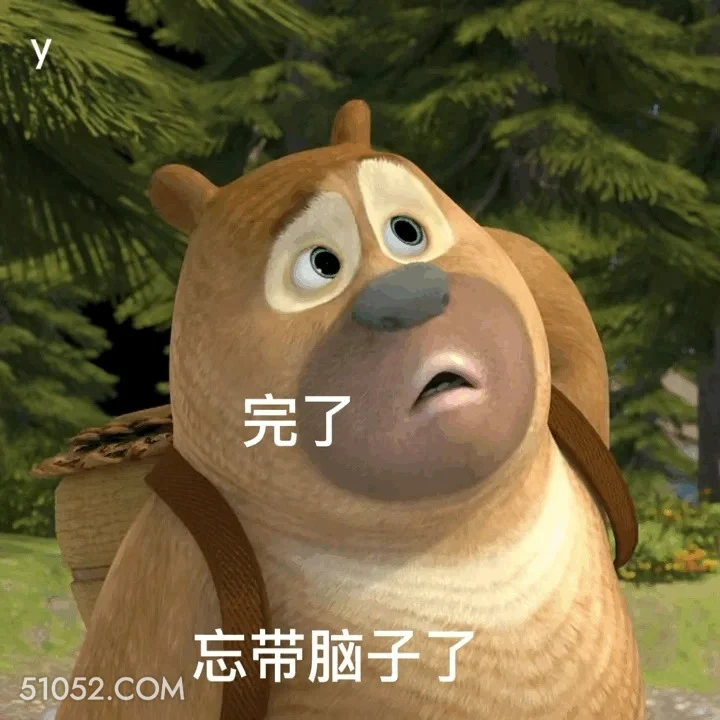 忘带脑子了 熊出没 动画片 熊大熊二 光头强 搞笑表情