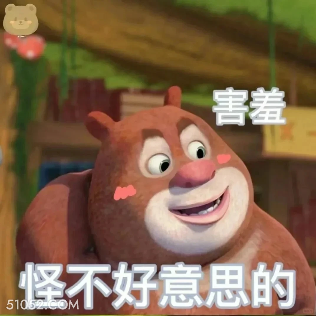 怪不好意思的 熊出没 动画片 熊大熊二 光头强 搞笑表情