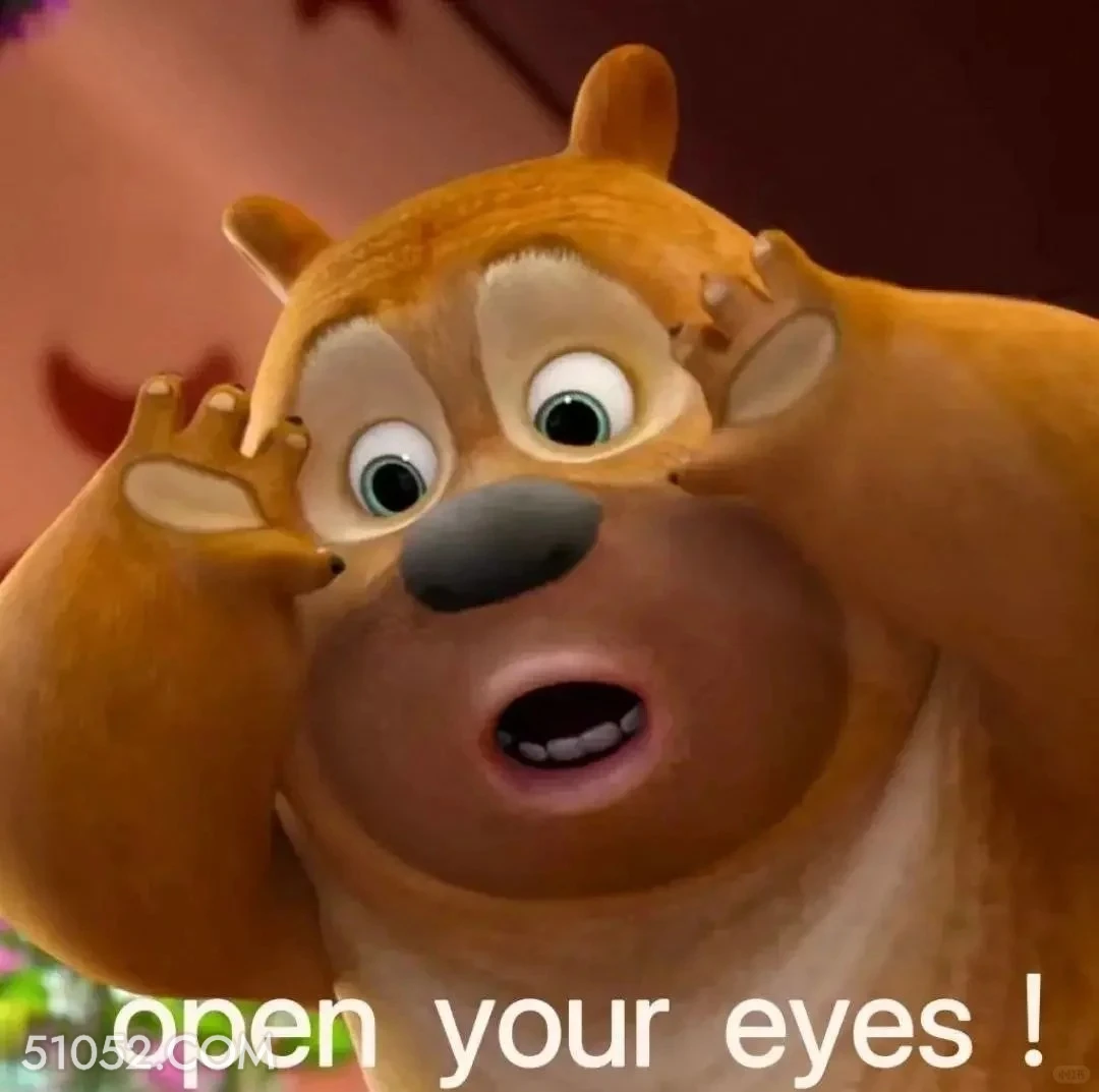 睁开你的眼睛 熊出没 动画片 熊大熊二 光头强 搞笑表情