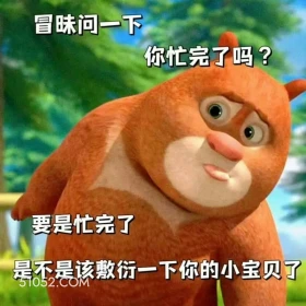 你忙完了吗 熊出没 动画片 熊大熊二 光头强 搞笑表情
