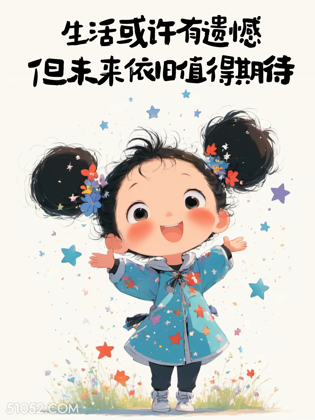 生活或许有遗憾，但未来值得期待 小女孩 旺自己 力量感 治愈文案