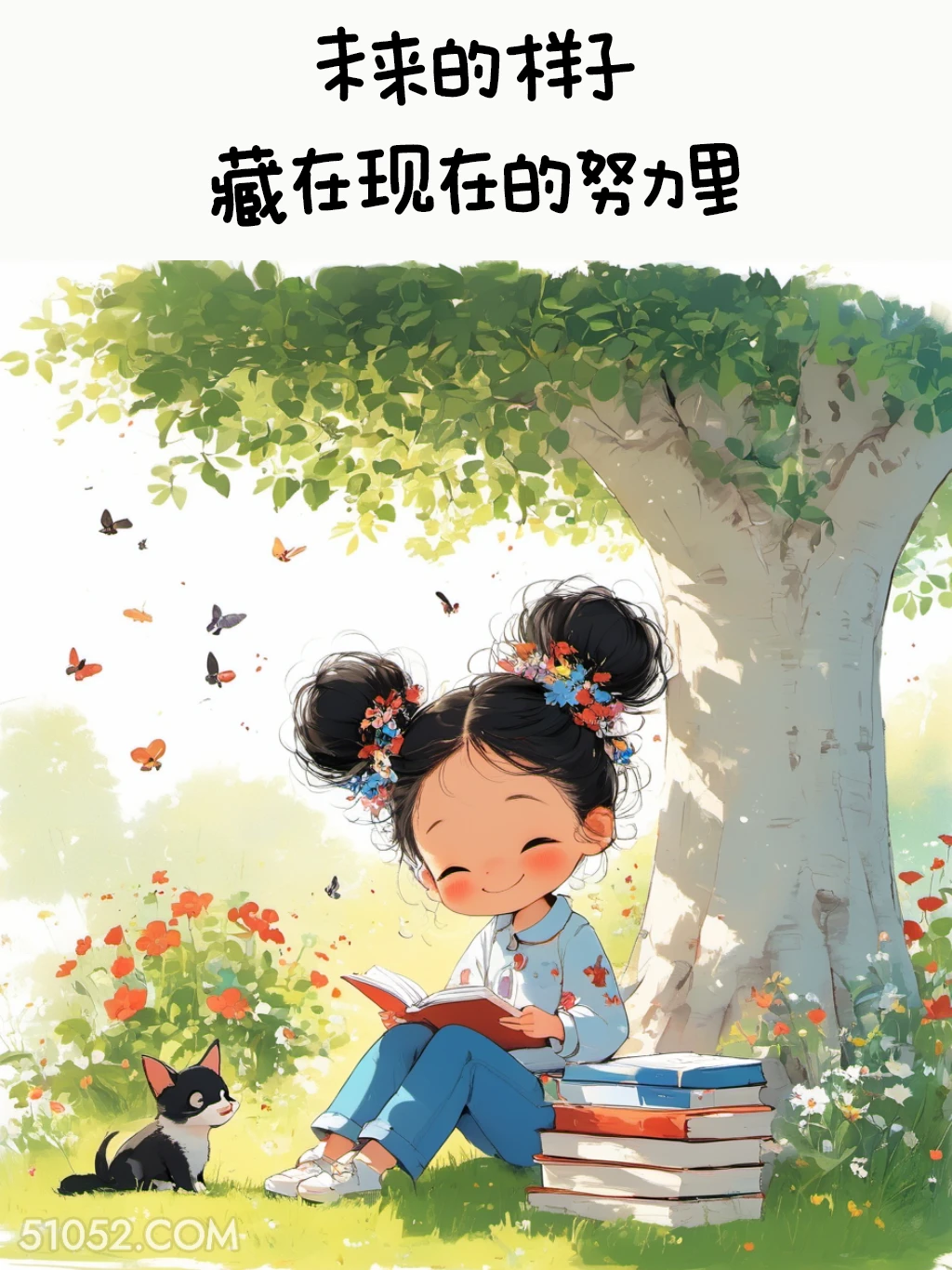 未来的样子藏在现在的努力里 小女孩 旺自己 力量感 治愈文案