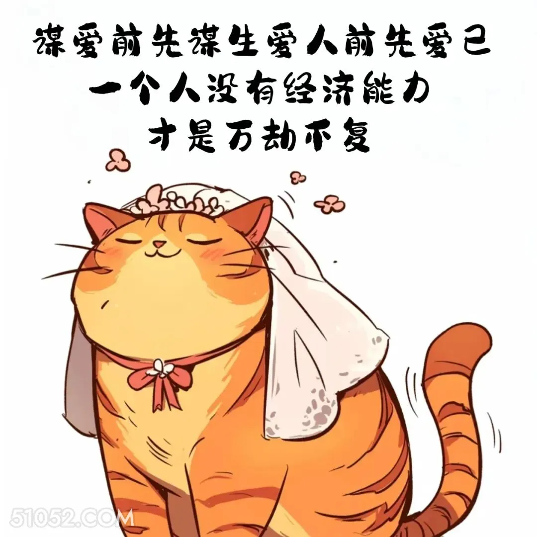 谋爱先谋生，爱人先爱己 猫猫 结婚 搞笑文案