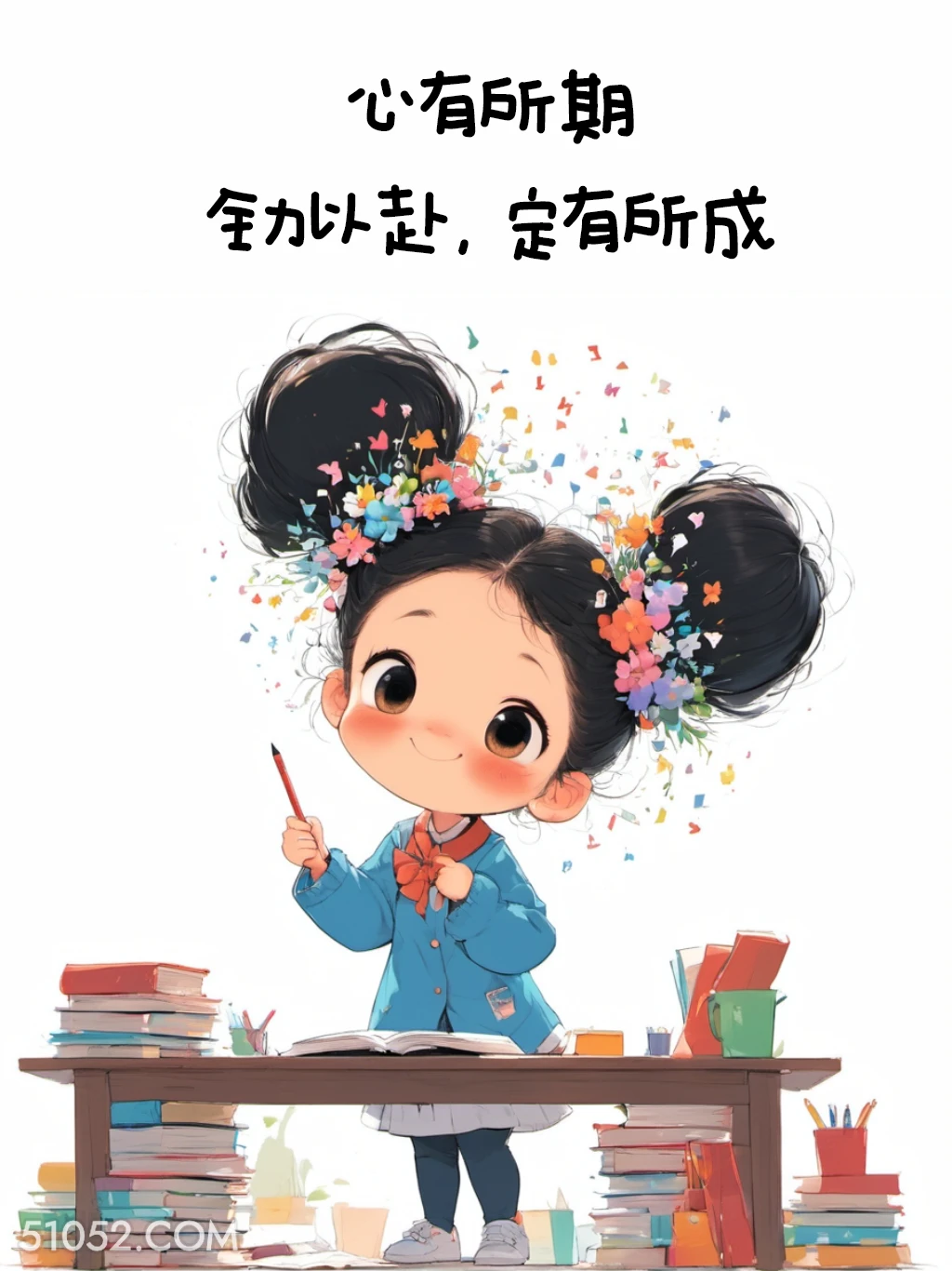 心有所期，全力以赴，定有所成 小女孩 旺自己 力量感 治愈文案