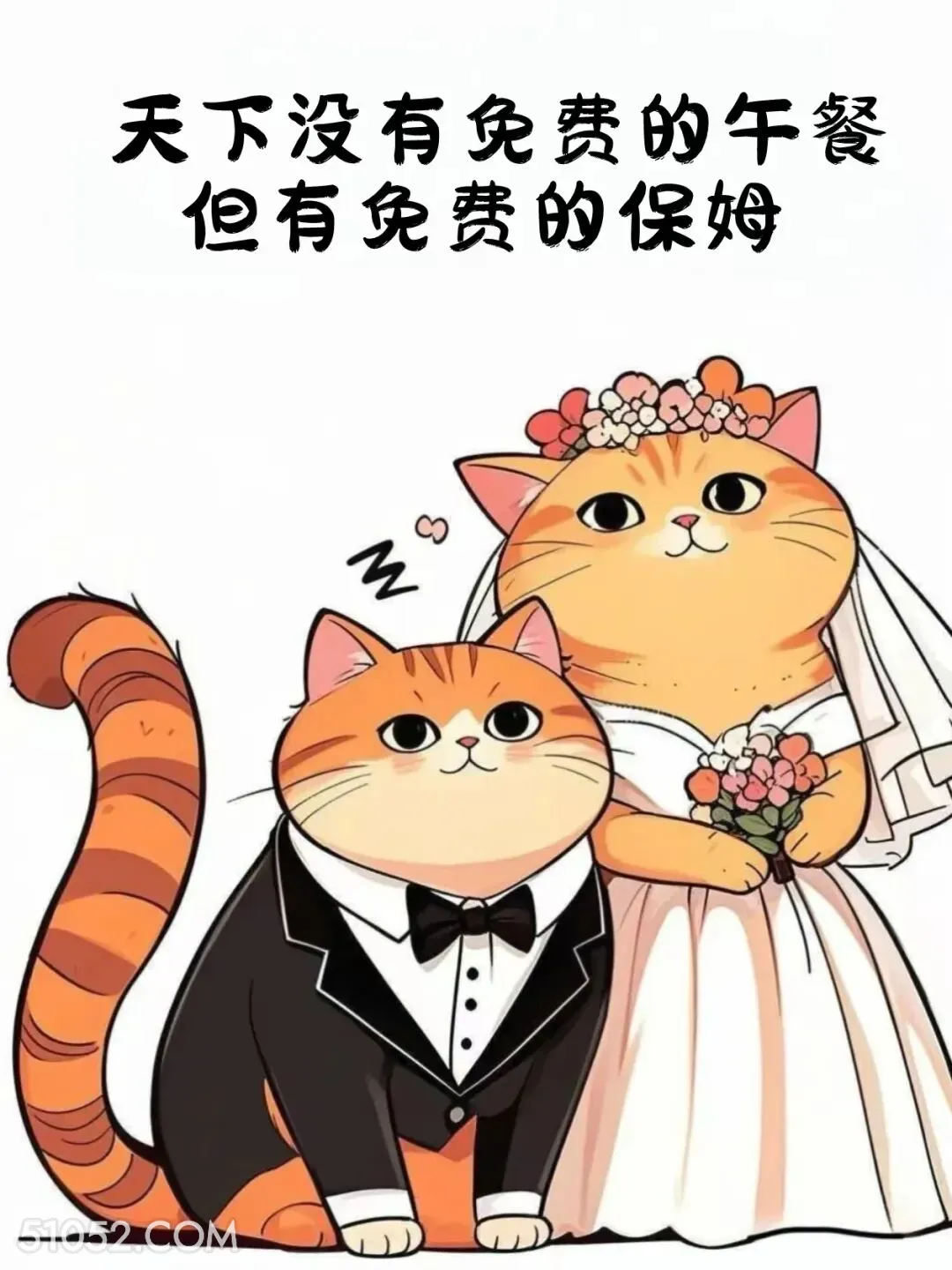 天下没有免费的午餐，但有免费保姆 猫猫 结婚 搞笑文案
