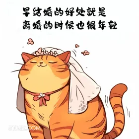 早结婚的好处是离婚时很年轻 猫猫 结婚 搞笑文案