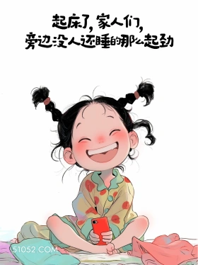 起床了，旁边没人还睡得这么起劲 小女孩 不想起床 发朋友圈 搞笑文案
