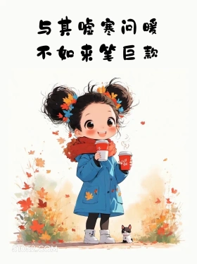 与其嘘寒问暖不如来笔巨款 小女孩 好冷 发朋友圈 搞笑文案