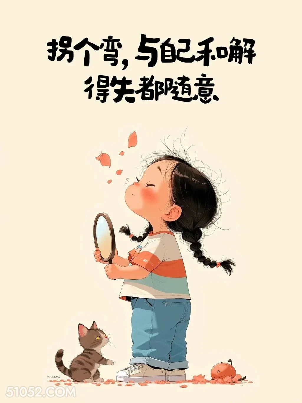 与自己和解，得失都随意 小女孩 微信置顶 发朋友圈