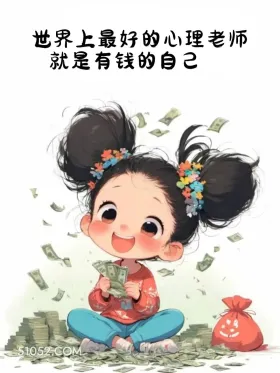 世上最好的心理老师是有钱的自己 小女孩 旺自己 治愈文案