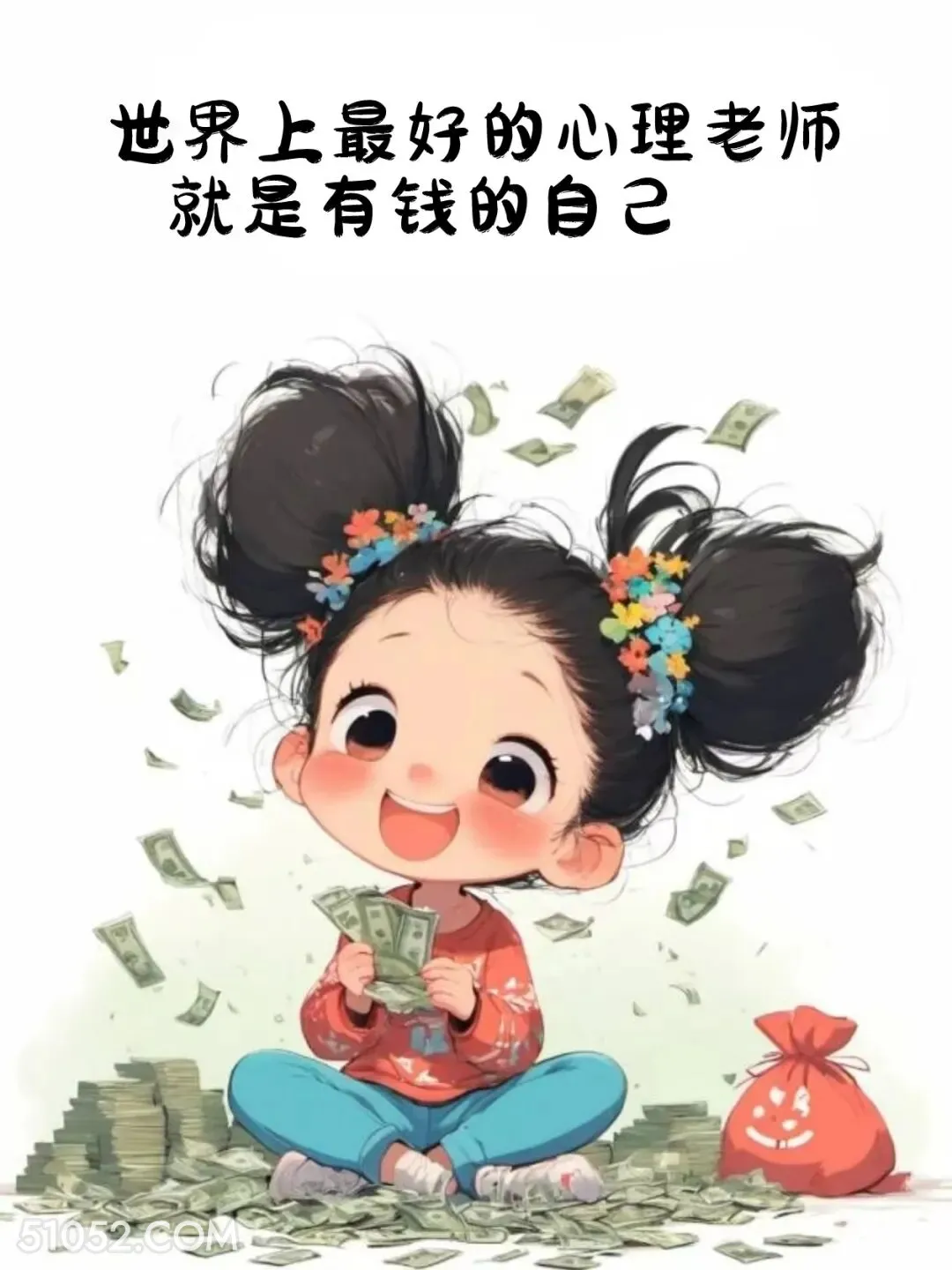 世上最好的心理老师是有钱的自己 小女孩 旺自己 治愈文案