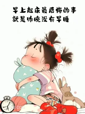 早上最后悔的事就是昨晚没早睡 小女孩 不想起床 发朋友圈 搞笑文案