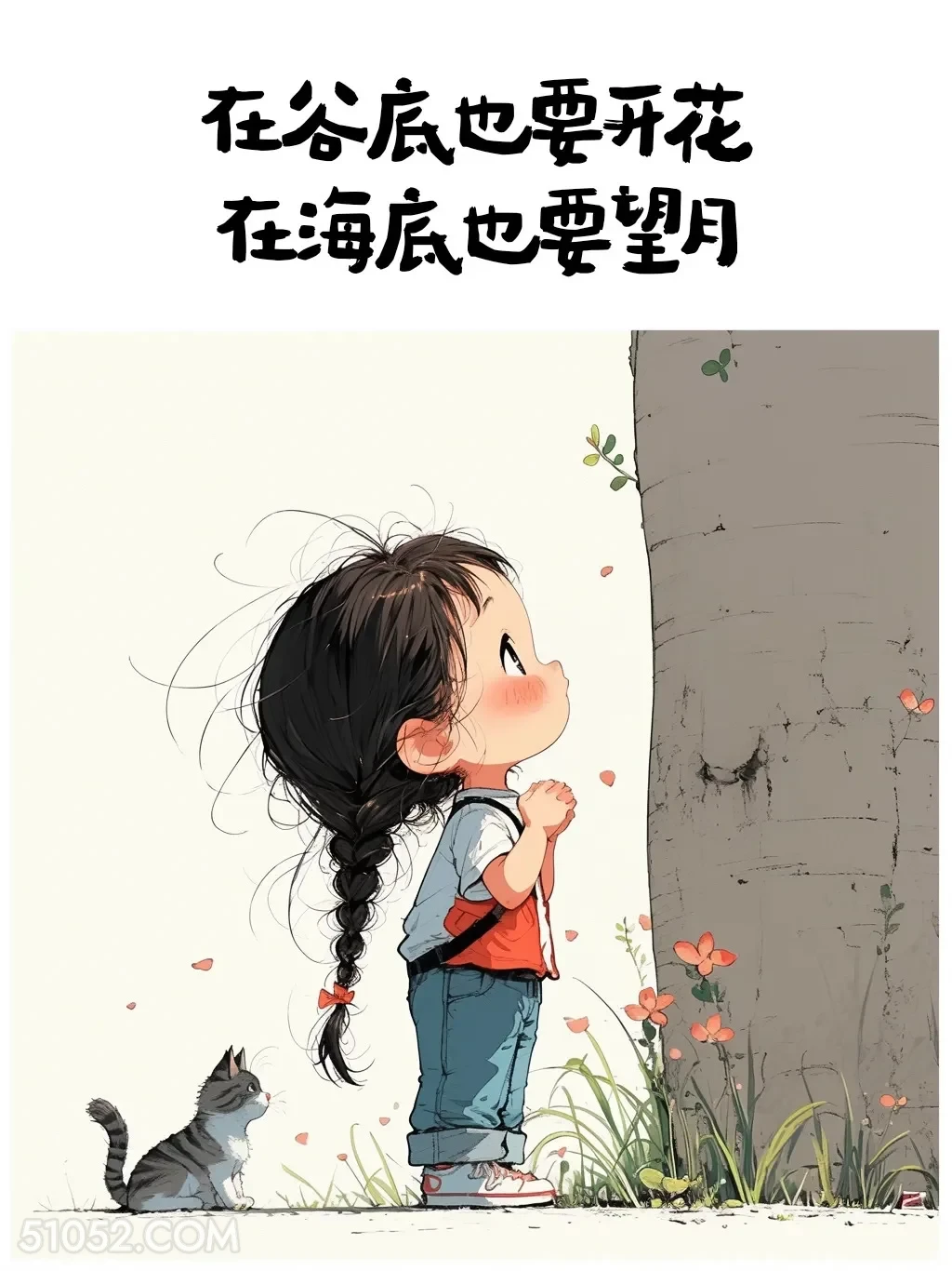 在谷底也要开花，在海底也要望月 小女孩 微信置顶 发朋友圈