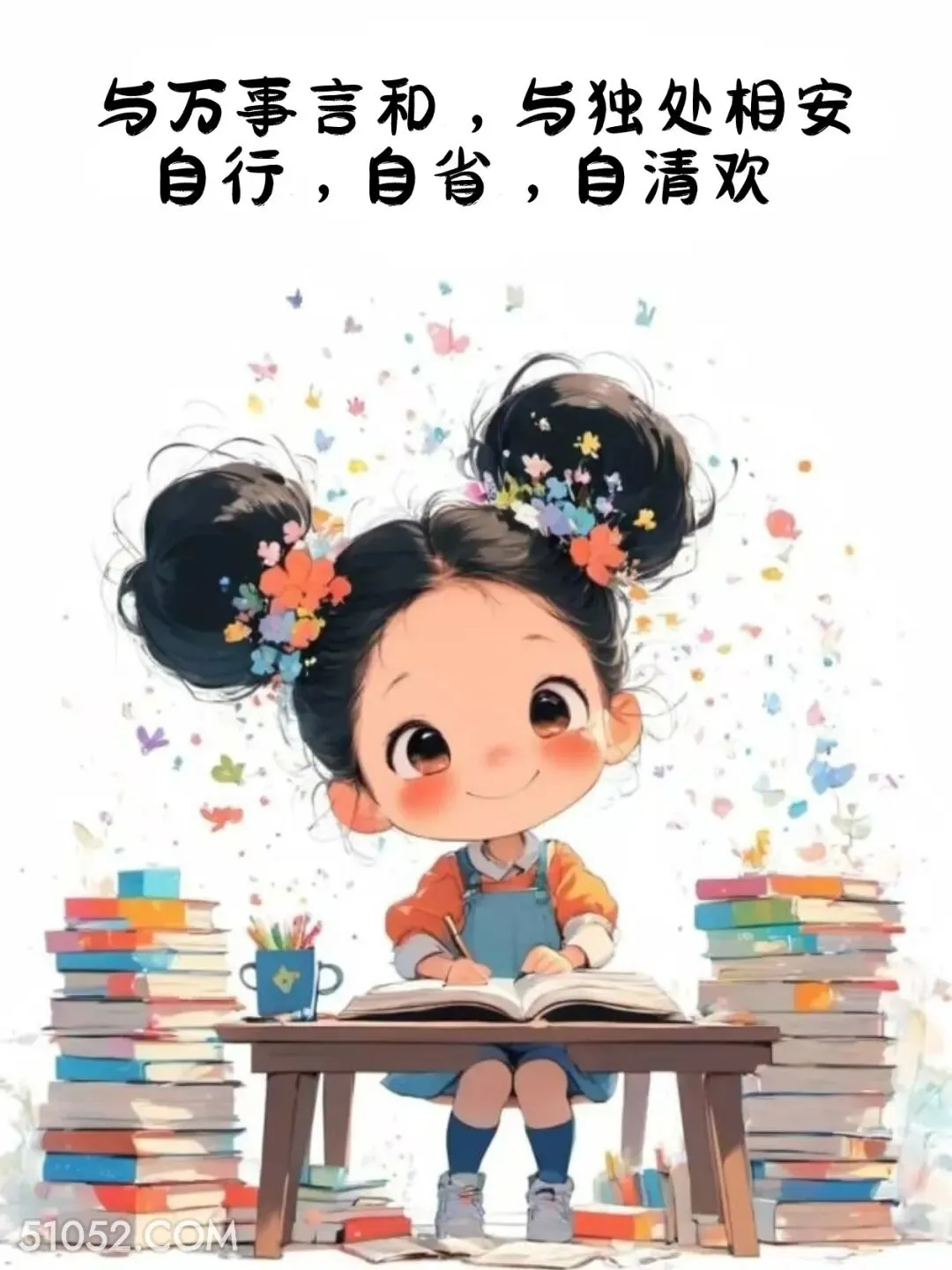 与万事言和，与独处相安 小女孩 旺自己 治愈文案