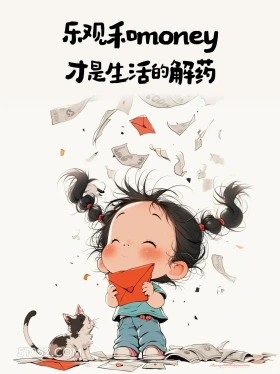 乐观和钱是生活的解药 小女孩 微信置顶 发朋友圈