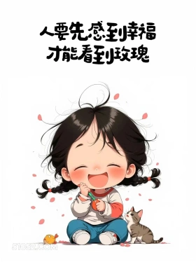 人要先感到幸福才能看到玫瑰 小女孩 微信置顶 发朋友圈