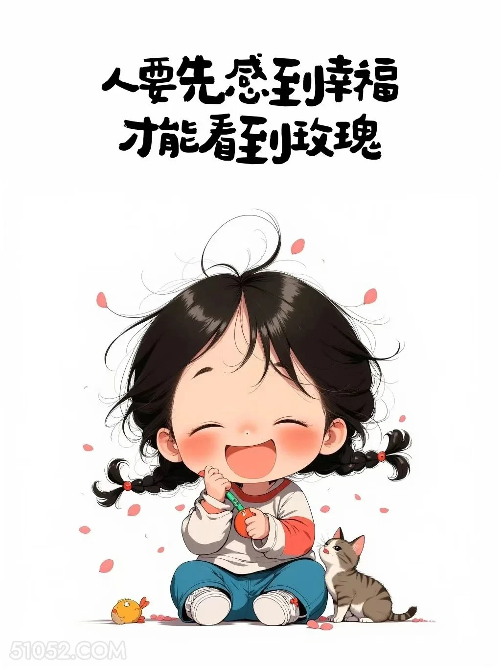 人要先感到幸福才能看到玫瑰 小女孩 微信置顶 发朋友圈